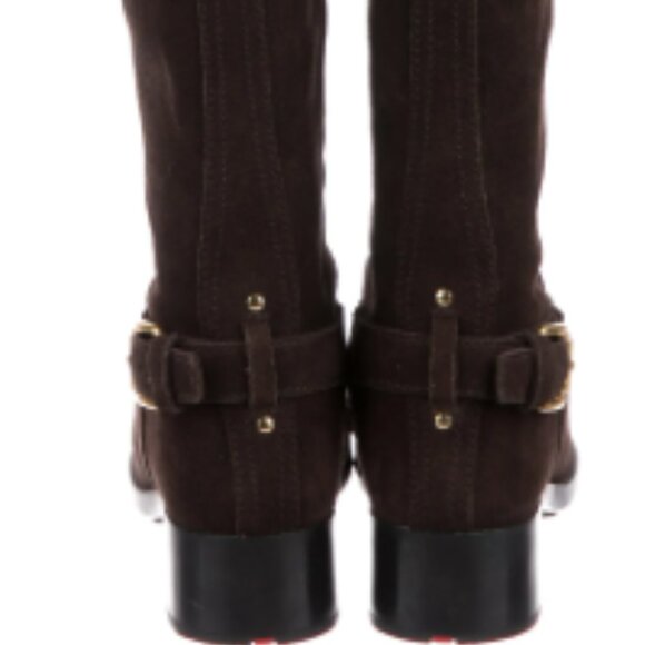 Prada Sport Authentic Suede Knee-High Boots Brown 6.5 - Picture 9 of 12